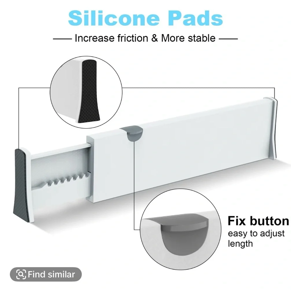 Adjustable Drawer Dividers in White and Gray